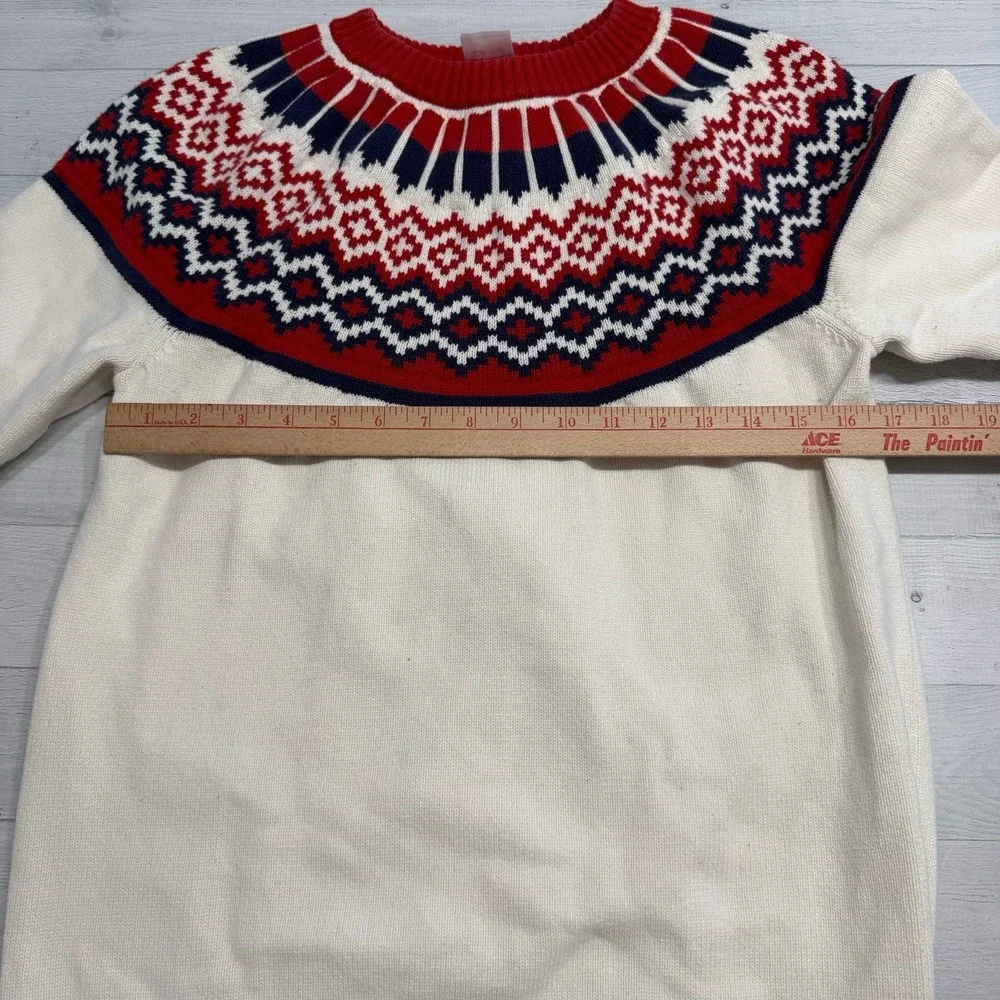 Hanna Andersson fair isle adult sweater navy blue‎ red adult medium